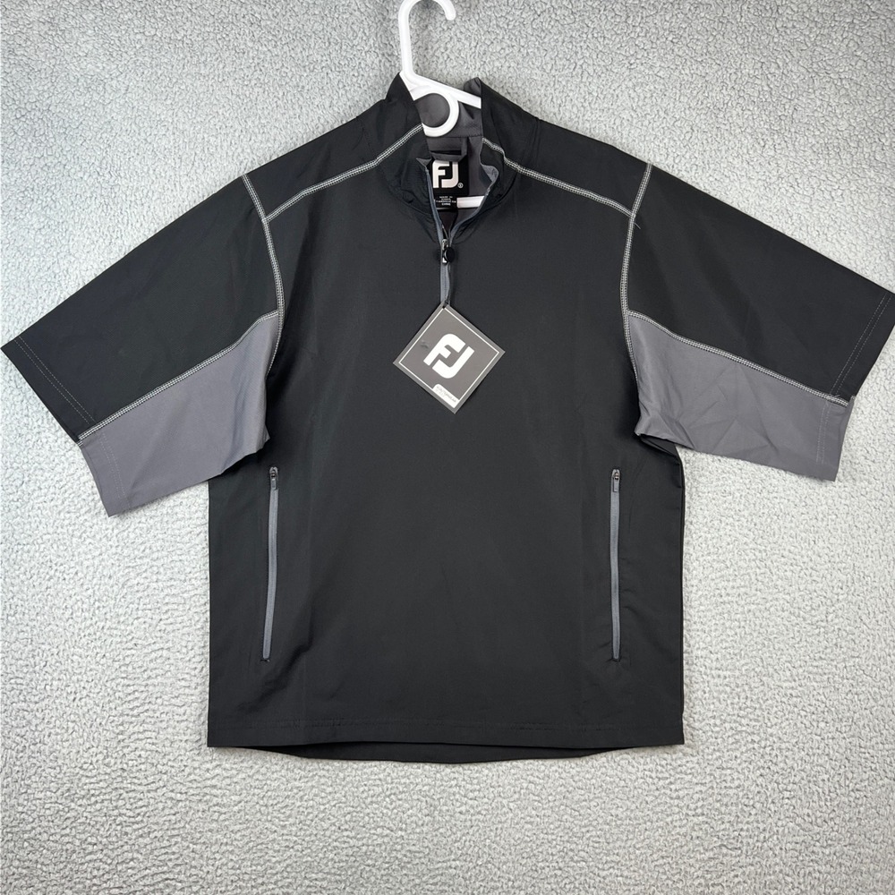 FootJoy Sport SS Windshirt Mens Small Black Charcoal Half Zip Golf Pullover